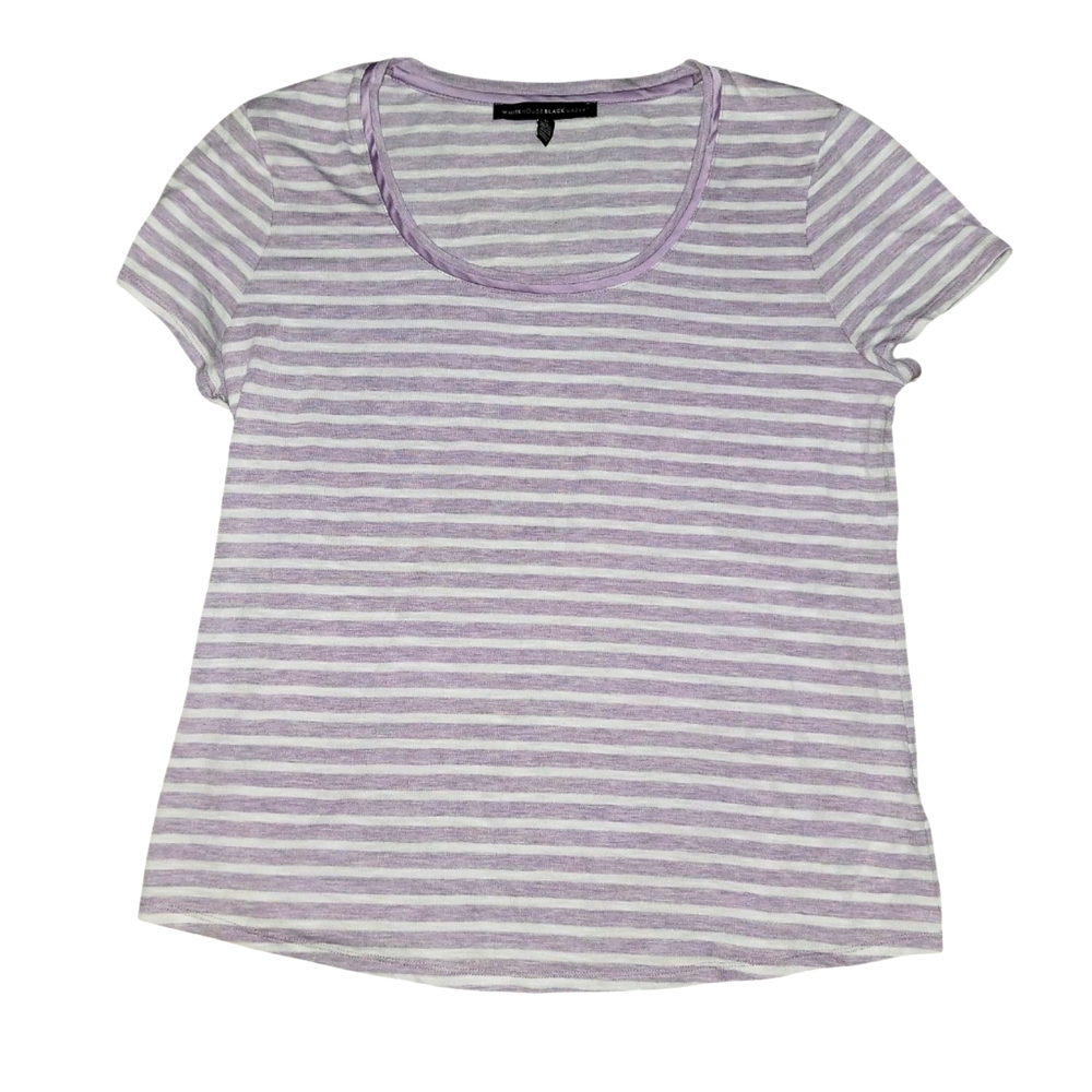 White House Black Market Purple Fitted Cap Sleeve Tee Shirt Size Large